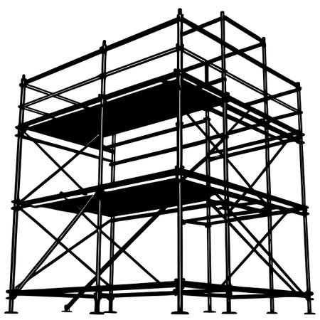 Silhouette of Scaffolding Construction on a White Background in Vector Formatのイラスト素材