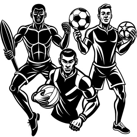 Vector Illustration of Elite Sportsmen in Actionのイラスト素材