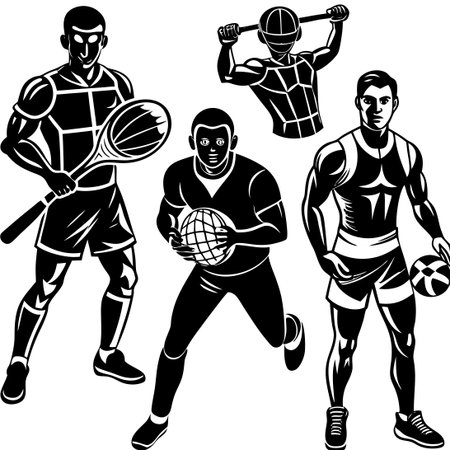 Diverse Group of Elite Athletes Vector Illustration in High Qualityのイラスト素材