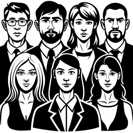 Diverse Group of People: Men and Women Vector Illustrationのイラスト素材