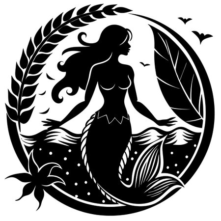 Enchanting Silhouette of a Mermaid Trio Under the Water's Surfaceのイラスト素材