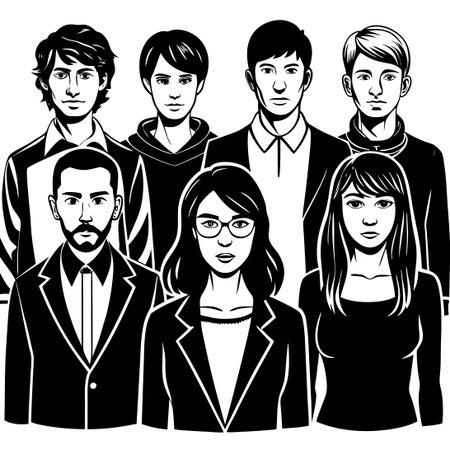 Set of Diverse People Without Faces Isolated on White Background for Symbolism and Concept Artのイラスト素材