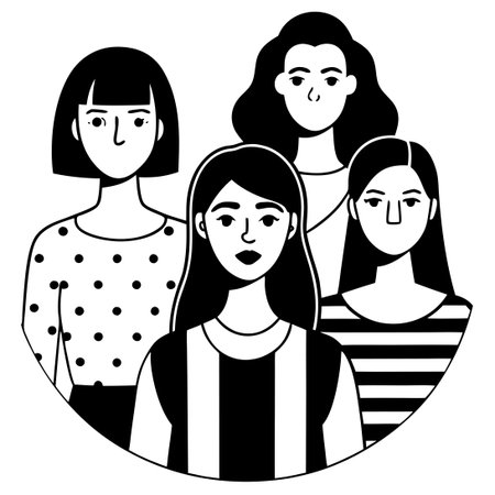 Inclusive Portraits of Women Embracing Diversity and Representationのイラスト素材