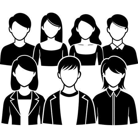 Flat Isolated Set of People Without Faces on White Backgroundのイラスト素材