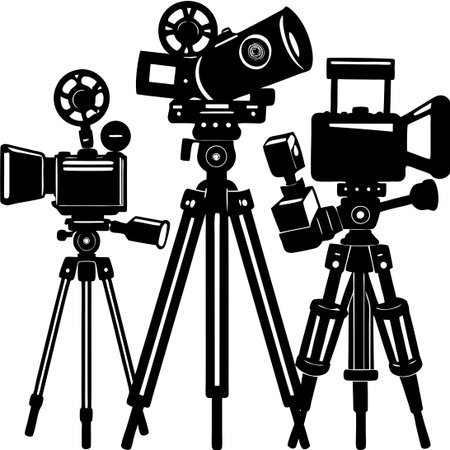 Professional Photography Equipment on Tripods for Capturing Stunning Visualsのイラスト素材