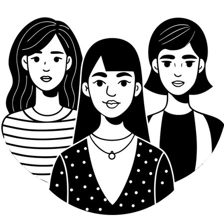 Diverse Portraits of Women Radiating Confidence and Inclusionのイラスト素材