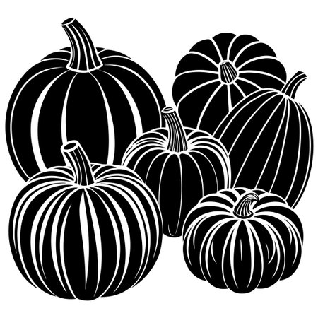 Vibrant Assortment of Pumpkins in a Flat Style Designのイラスト素材