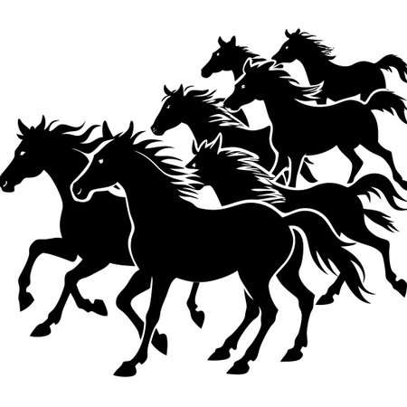 Majestic Silhouette of a Horse Running Free in Natureのイラスト素材