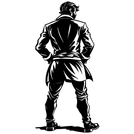 Colorful Silhouette of a Man Standing Gracefully with Raised Armsのイラスト素材