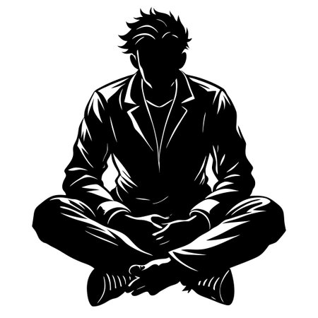 Serene Silhouette of a Man in Contemplative Solitudeのイラスト素材