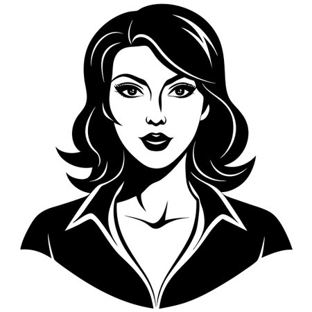 Graceful Silhouette of a Single Woman Standing on a White Backgroundのイラスト素材