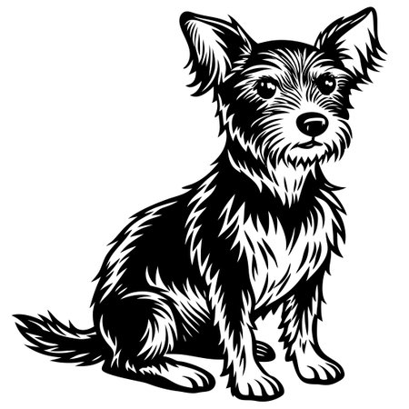 Intricate Sketch of a Dog Sitting Elegantly on a Pristine White Backgroundのイラスト素材