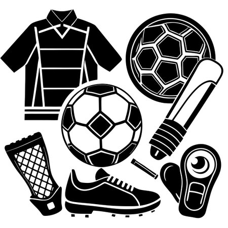 Comprehensive Vector Collection of Essential Soccer Equipmentのイラスト素材