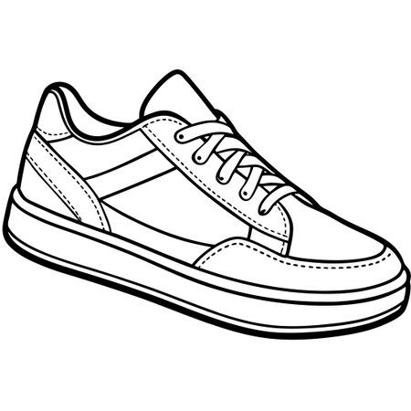 Single Line Drawing of Sneakers on a White Backgroundのイラスト素材