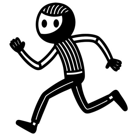 Isolated Stick Figure Human Character in Dynamic Running Motionのイラスト素材