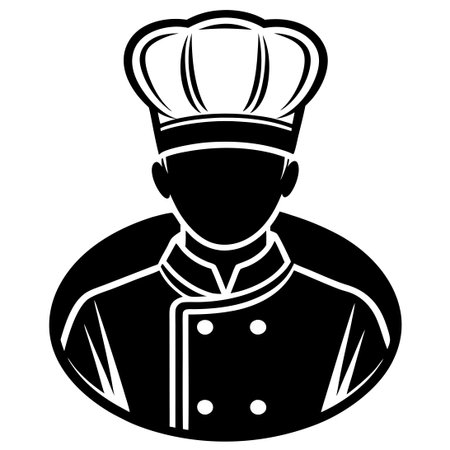 Vector Graphic of a Chef's Silhouette Wearing a Toqueのイラスト素材