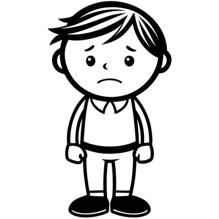 Desolate Stick Figure Man Isolated in a White Background, Depicting Loneliness and Isolationのイラスト素材