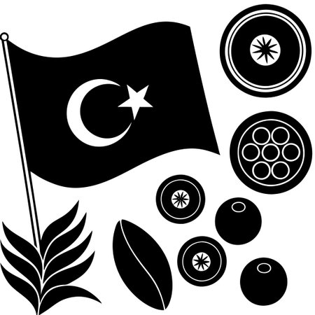 Collection of Turkey Flag Buttons in Vibrant Red and Whiteのイラスト素材