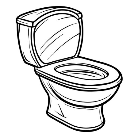 One-Line Sketch of a Modern Toilet Bowl: Minimalist Drawingのイラスト素材