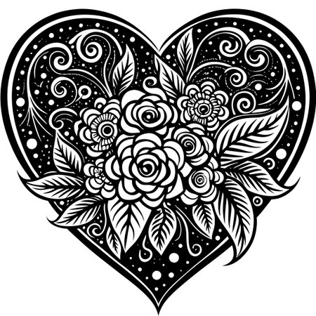 Valentine's Day Doodle Sketch Vector Heart Love Symbolのイラスト素材