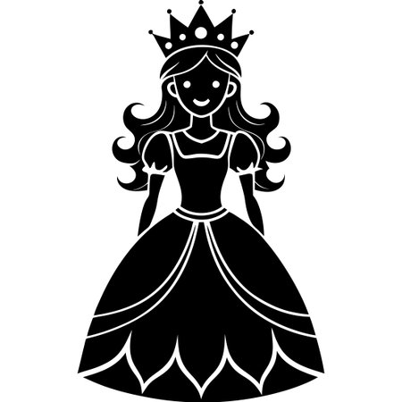 Graceful Princess in Elegant Black Silhouetteのイラスト素材