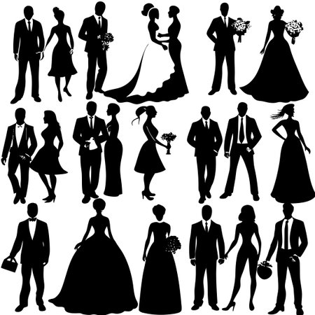 ** Grand Silhouette Collection of Weddings: Embodying Love and Festivity**のイラスト素材