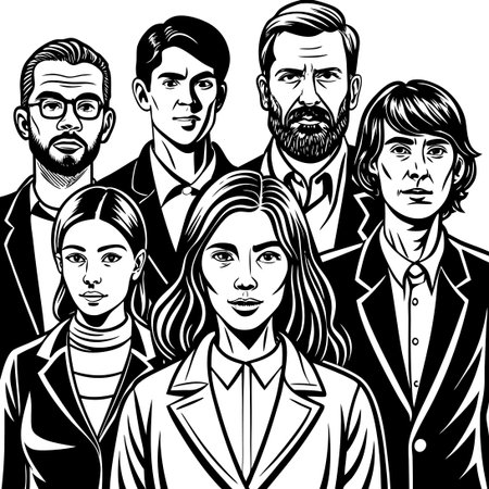 Minimalist Outline of Diverse People Collectionのイラスト素材