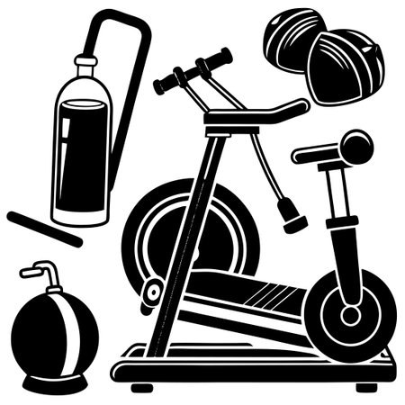 Indoor Exercise Machine: Treadmill, Exercise Bike, and Gym Equipment in Modern Homeのイラスト素材
