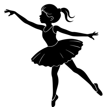 Silhouetted Ballerina Girl in a Graceful Poseのイラスト素材