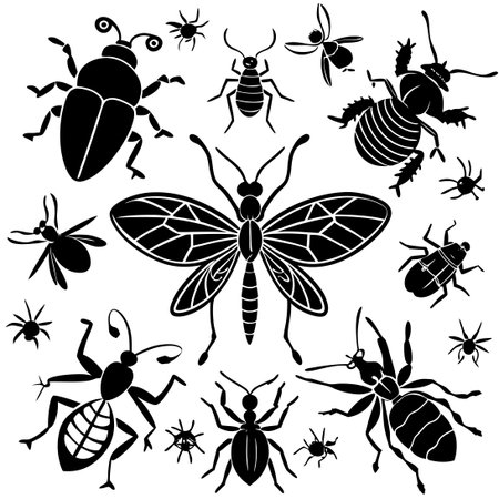 Vibrant Vector Collection of Isolated Insects, Butterflies, and Beesのイラスト素材