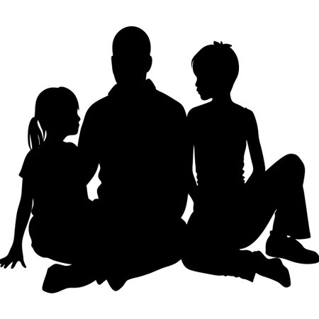 Isolated Silhouette Vector Illustration of a Man, Woman, and Childのイラスト素材