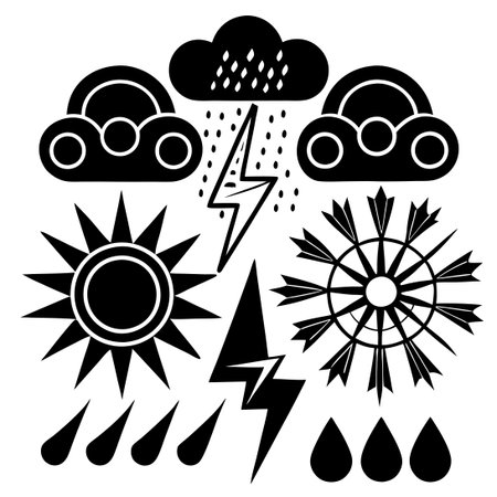 Weather Icons Vector Graphics for Accurate Weather Forecasts and Reportingのイラスト素材