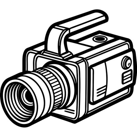 Outline Sketch of a Video Camera on a White Backgroundのイラスト素材