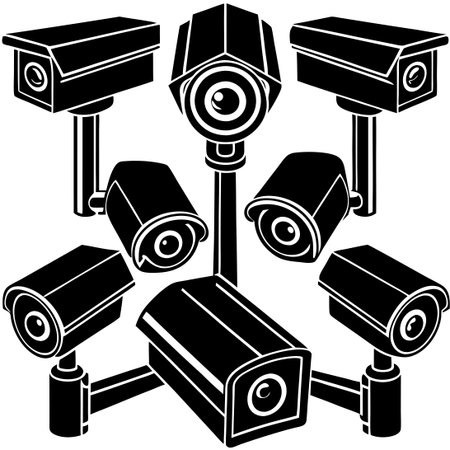 Advanced White Background CCTV Camera System for Enhanced Securityのイラスト素材