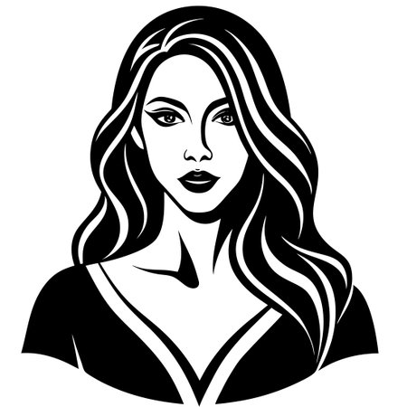 Minimalist Silhouette of a Woman on a Pristine White Backgroundのイラスト素材