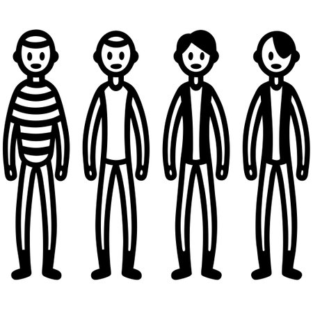 Minimalist Vector Line Drawing of Isolated Stick Figuresのイラスト素材