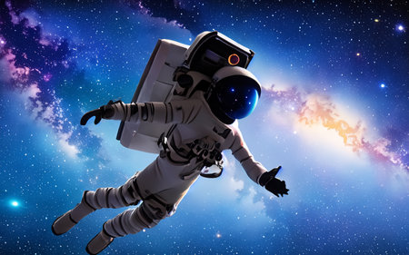 Astronaut floating in the space with galaxy sky.の素材