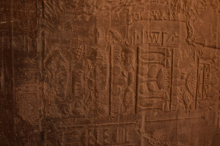 Ancient pharaohs Philae temple in Aswan Egypt in the river nile , old temple have hieroglyphs craved...