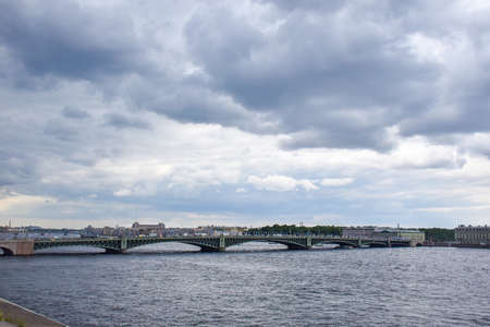 View of the Neva River in St. Petersburg, Russia.の写真素材