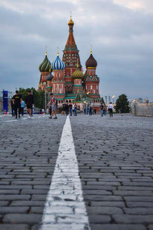 View of St. Basil's Cathedral on Red Square in Moscowの写真素材