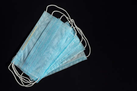 Medical mask, Medical protective masks on black backgroundの写真素材