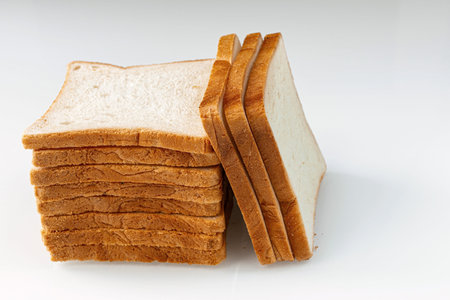 Sliced toast bread on a white background