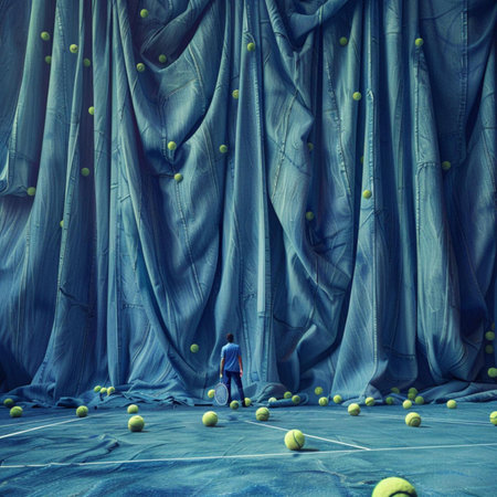 Tennis player in front of a curtain. 3D rendering.の素材