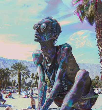 Unidentified people at the Festival of Colored Paint in Faro, Portugal.の素材