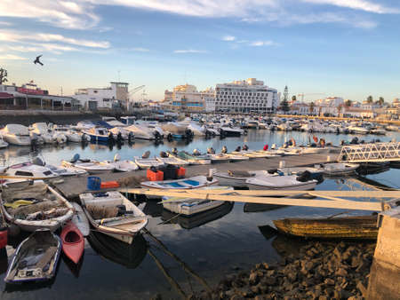 Fishing Port and Marina in Faro, Portugalのeditorial素材