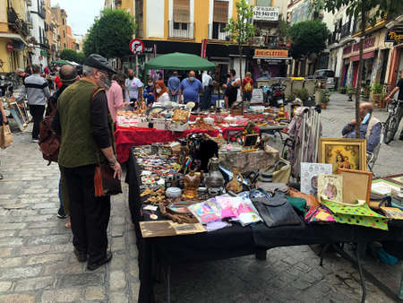 Antique street market called 'El Jueves' in the center of Seville, Andalusia, Spainのeditorial素材