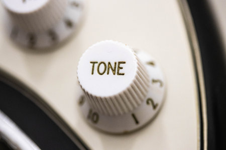 Tone control knob on an electric guitarの写真素材