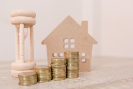 Saving money concept, The concept of financial savings to buy a house.の写真素材