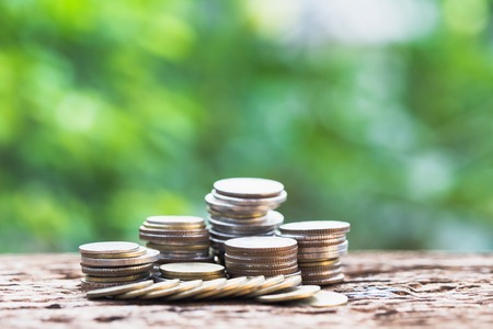 Investment and financial concept, Close up of stacking coins of growth to profit finance.の写真素材