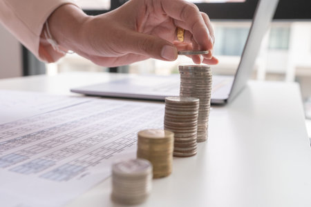 Business man calculate about cost and doing finance at office, Finance managers task, Concept...